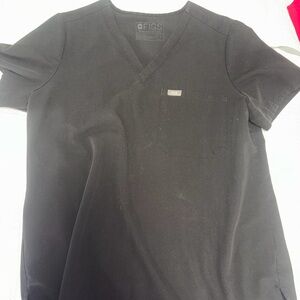Figs Women's Black V-Neck Scrub Top